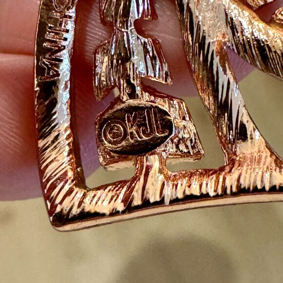 Vintage Kenneth Jay Lane Rose Gold Pink Rhinestone Brooch Pin - Picture 4 of 7